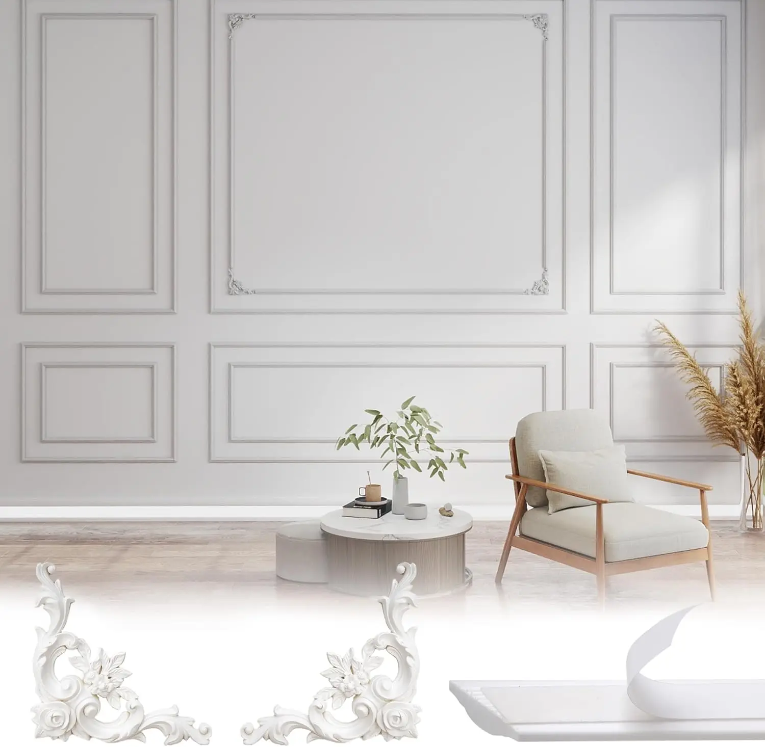 Flower Wall Panel - Peel And Stick Wall Molding Kit