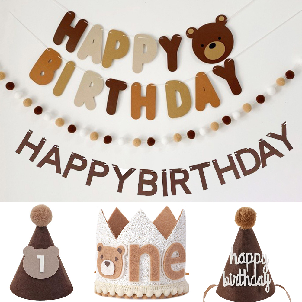 Party Hat Cone - Cute Bear Kids 1st Birthday Hat