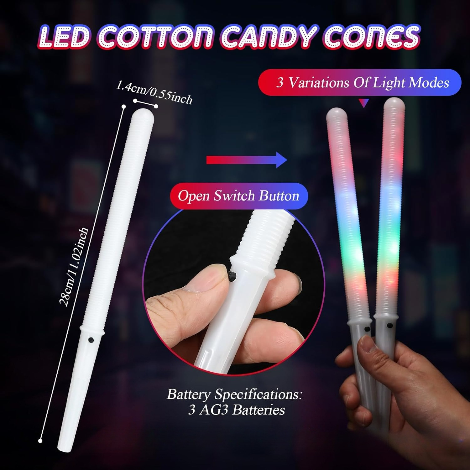 20pcs Colorful Flashing LED Co - огляд і ціна Cotton Candy Cone
