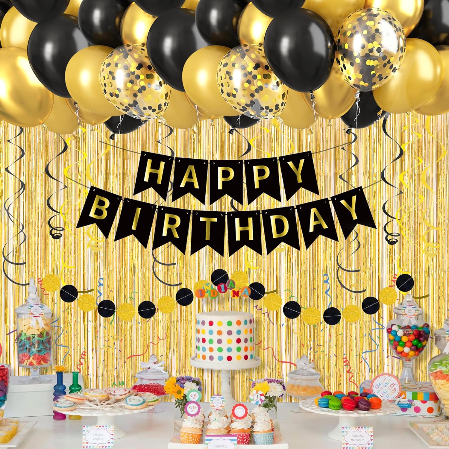 Black Gold Happy Birthday Deco - огляд і ціна Balloon Arch Kit