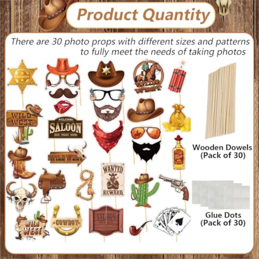 30PCS Western Cowboy Cowgirl P - огляд і ціна Photo Booth Frame