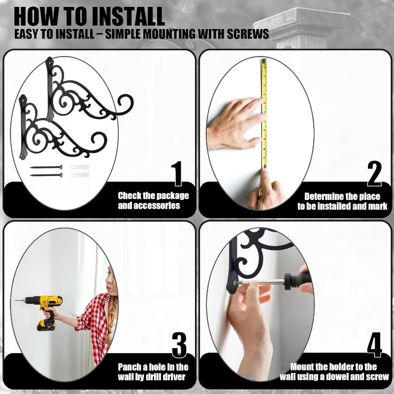 1PC Wall Mounted Bracket Iron  - огляд і ціна Flower Wall Panel