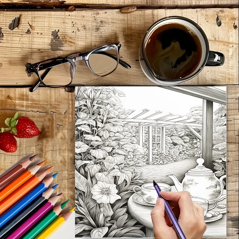 Tea In The Gardens Coloring Bo - огляд і ціна Event Supplies